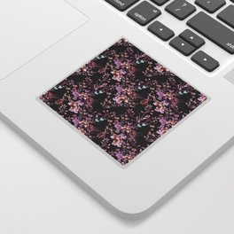 Chinoiserie Flowers and Dots Pattern Jewel Tones Sticker