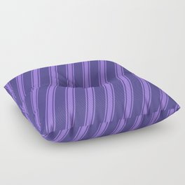 [ Thumbnail: Dark Slate Blue and Purple Colored Stripes Pattern Floor Pillow ]