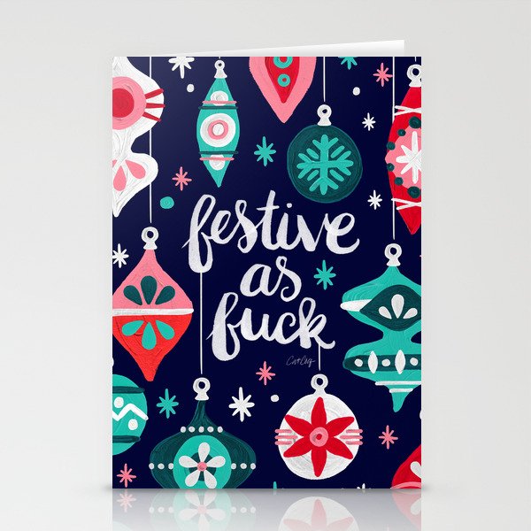 Festive As Fuck – Navy Palette Stationery Cards