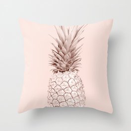 Rose Gold Pineapple on Blush Pink Throw Pillow