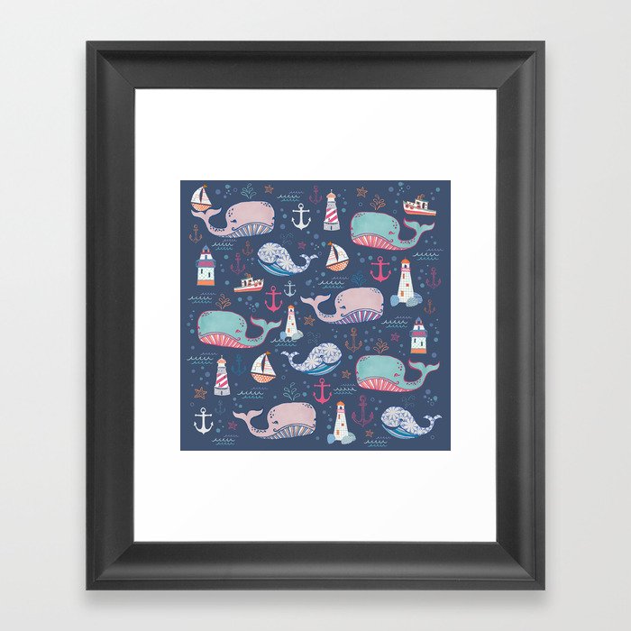 Whale Toss Framed Art Print
