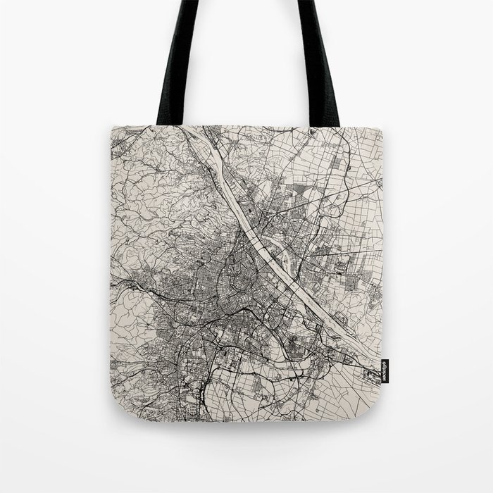 Vienna - Austria | Black and White City Map Tote Bag