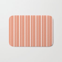 [ Thumbnail: Dark Salmon and White Colored Pattern of Stripes Bath Mat ]