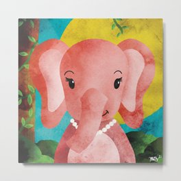 Lady Ellaphant Fitzgerald - Elephant Nursery Kids Art - Baby Beautiful Metal Print | Animal, Textured, Children, Elephant, Babyart, Kidsart, Wildanimals, Watercolor, Digital, Drawing 