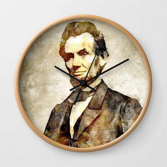 Abraham Lincoln Digital Art Portrait Wall Clock
