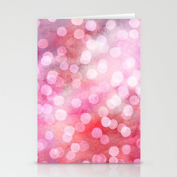 Strawberry Sunday - Pink Abstract Watercolor Dots Stationery Cards