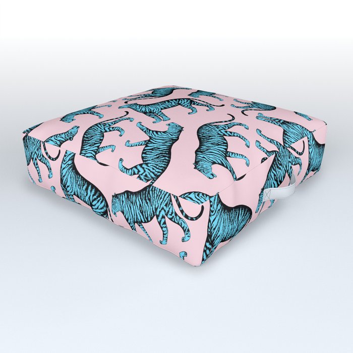 Tigers (Pink and Blue) Outdoor Floor Cushion