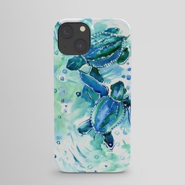 Turquoise Blue Sea Turtles in Ocean iPhone Case
