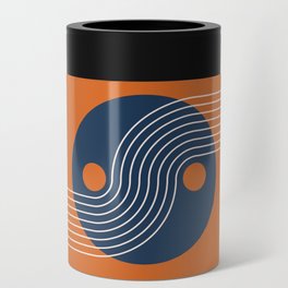 Geometric Lines and Shapes 15 in Navy Blue Orange Can Cooler