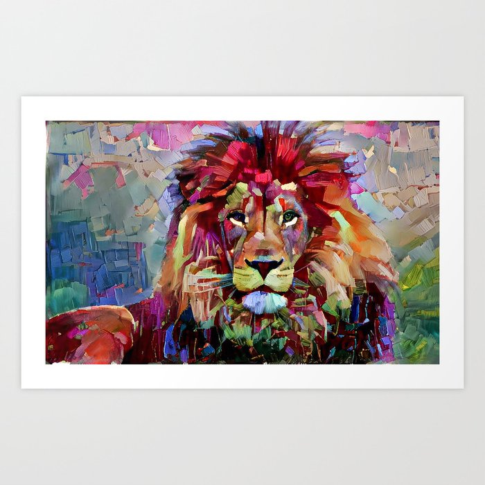 Colorful Lion Painting Art Print By Erisian Society6