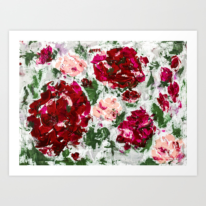 Romance Red Roses Abstract Painting Art Print By Nicolegiger