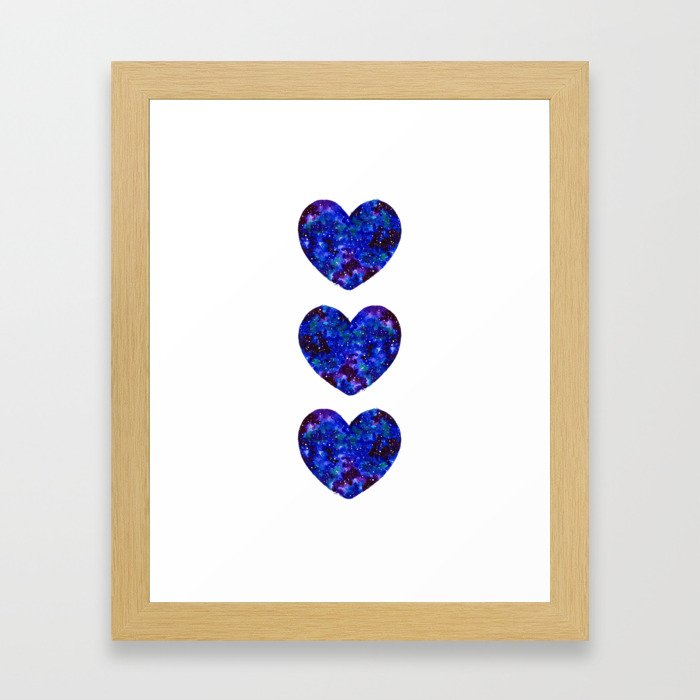 Three Space Hearts Framed Art Print