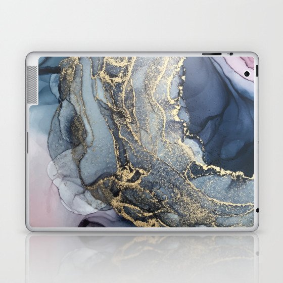 Blush, Payne's Gray and Gold Metallic Abstract Laptop & iPad Skin