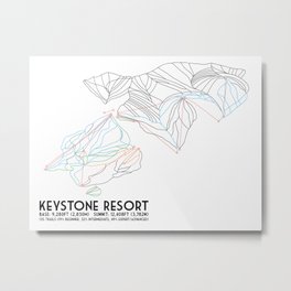 Keystone, CO - Minimalist Trail Map Metal Print