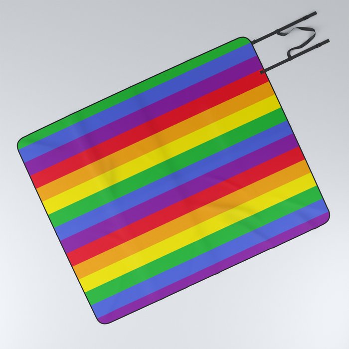 Horizontal Rainbow Stripes  Picnic Blanket