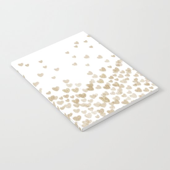Gold Glitter Hearts - White Background for Valentines Day, Love, Bokeh, for trendy girls cell phone Notebook