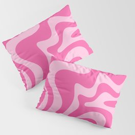 Retro Liquid Swirl Abstract Pattern in Y2K Pink on Pink Pillow Sham