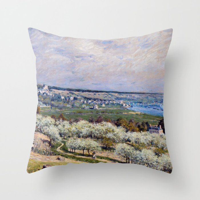 Alfred Sisley - The Terrace at Saint-Germain, Spring Throw Pillow