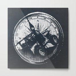 Offroad Compass Metal Print | Mountains, Nomad, Truck, Ink Pen, Overland, Car, Explore, Adventure, Bushcraft, Cars 