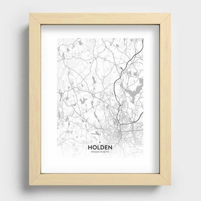 Holden, Massachusetts, United States - Light City Map Recessed Framed Print