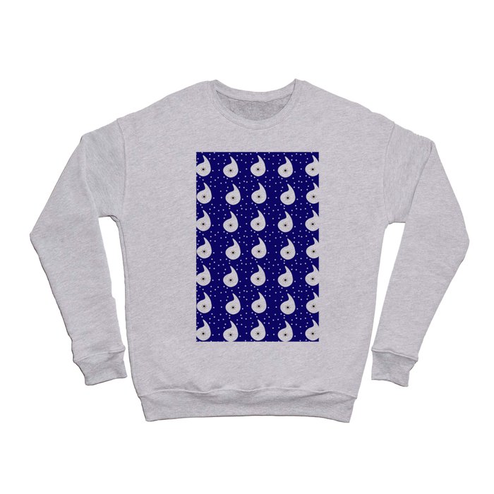 Navy Blue Paisley Polka Dot Pattern Crewneck Sweatshirt