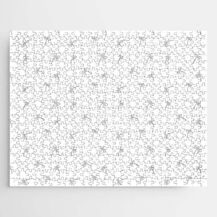 Light Grey Doodle Palm Tree Pattern Jigsaw Puzzle
