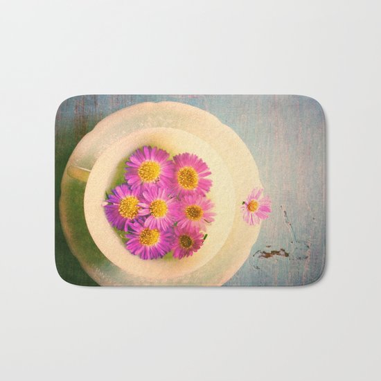 Spring Flowers on Vintage Table Bath Mat