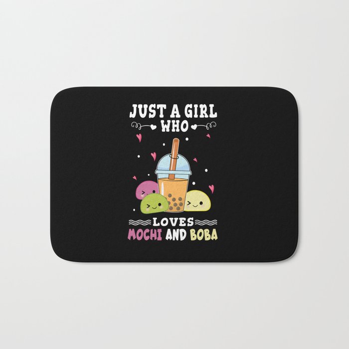 Cute Kawaii Just Girl Who Loves Mochi And Boba Bath Mat