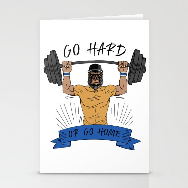 Go Hard or Go Home | Gym Motto Stationery Cards