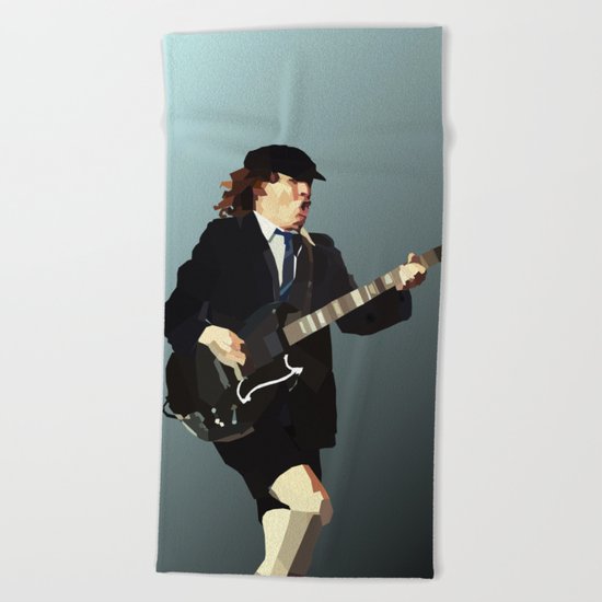 Low Polygon Portrait of Angus Young Beach Towel