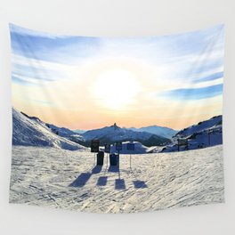 The snow, signs, shadows, sun, sky - and the surrounding! Wall Tapestry
