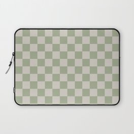 Checkerboard Check Checkered Pattern in Sage Green and Beige Laptop Sleeve