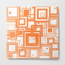Mid Century Modern Muted Orange 1970s Style Retro Geometric Squares Metal Print | Digital, Squares, Pop Art, Mutedcolors, Orange, Graphicdesign, Shapes, Tangerineorange, 19Monkeys, Mutedorange 