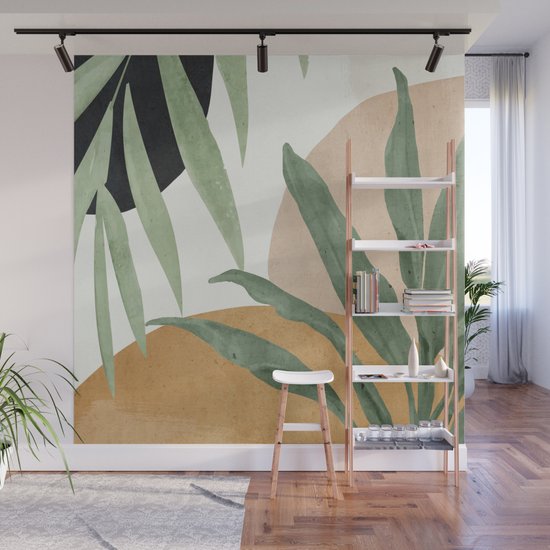 Abstract Art Tropical Leaves 4 Wall Mural by ThingDesign Society6