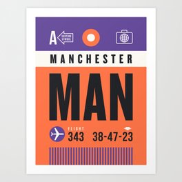 Luggage Tag A - MAN Manchester England UK Art Print