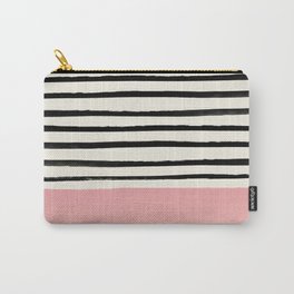 Blush x Stripes Carry-All Pouch | Painting, Peony, Lovely, Love, Pattern, Peach, Rose, Petal, Simple, Colorblock 
