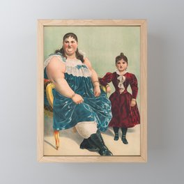 Fat Lady and Little Person - Vintage Circus Lithograph - 1898 Framed Mini Art Print