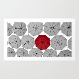 Umbrellas bnw/Color Art Print