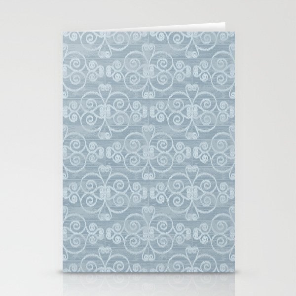 Farmhouse Scoll Diamond Ikat Pattern - Sky Blue Stationery Cards