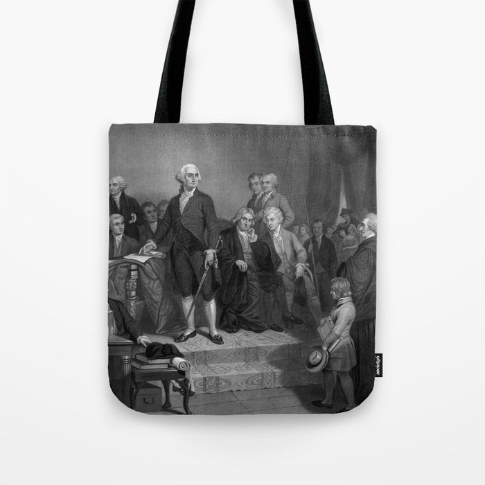 Washington Delivering His Inaugural Tote Bag