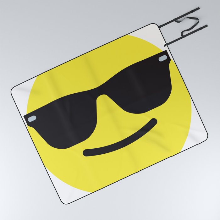 Smiling Sunglasses Face Emoji Picnic Blanket
