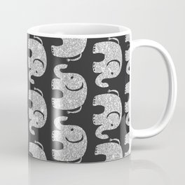 Elegant black silver glitter cute elephant pattern Coffee Mug