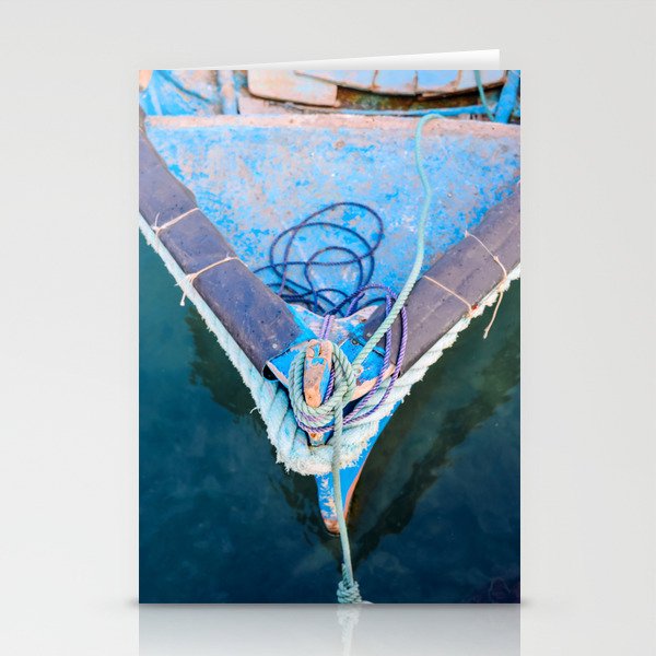 Beautiful azure prow of an old fishing boat - Fine Art Travel Photography Stationery Cards