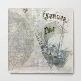 Europa and the Pirate Twins Metal Print | Collage, Illustration, Vintage, Space 