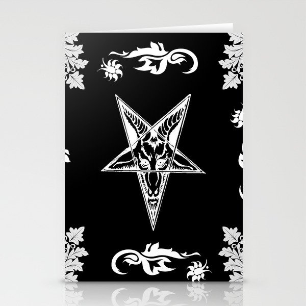 Baphomet Star Damask Gothic Occult Art Stationery Cards