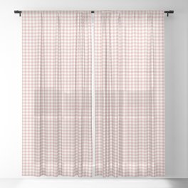 Blush Pink and White Gingham Check Sheer Curtain