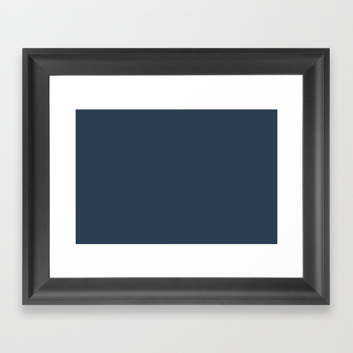 Dark Blue Gray Solid Color Pairs Pantone Blue Wing Teal 19-4121 TCX Shades of Blue Hues Framed Art Print