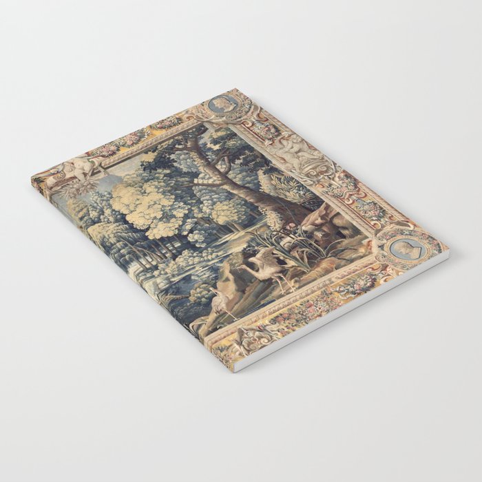 Antique 17th Century Verdure Bird Forest French Tapestry Notebook