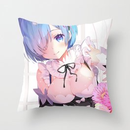 Rem And Ram Re Zero Poster Throw Pillow