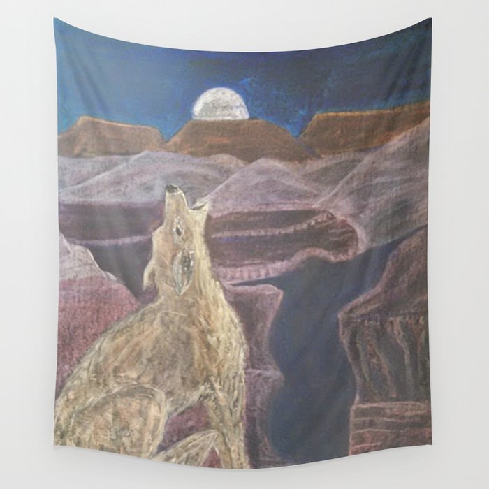 Coyote Sings Down the Moon Wall Tapestry